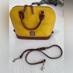 Dooney & Bourke Yellow and Brown Satchel w/ Strap